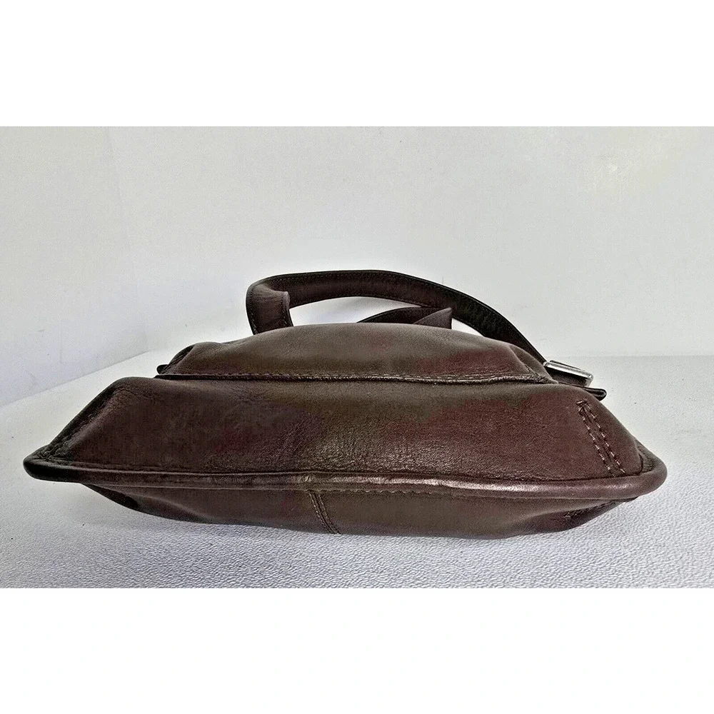 Vintage Fossil Leather Crossbody Sling Bag Brown Unisex Front Zip Pocket 90's